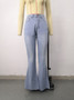 Denim Pants Women'S Jeans Elastic High Waist Slightly Flared Trousers