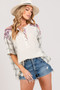 SAGE + FIG Plaid Half Button Gauze Top