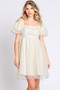 GeeGee Pearl Mesh Puff Sleeve Babydoll Dress