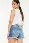 Kancan Full Size High Rise Raw Hem Denim Shorts