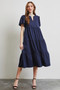 HEYSON Full Size Cotton Poplin Ruffled Tiered Midi Dress