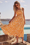 Summer Women's Holidays Sling Lace-Up Print Long Dress