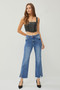 RISEN High Waist Raw Hem Slit Straight Jeans