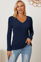 Basic Bae Full Size Ribbed V-Neck Long Sleeve T-Shirt