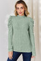 Basic Bae Full Size Ribbed Mock Neck Puff Sleeve T-Shirt