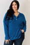 Basic Bae Full Size Ribbed Half Button Long Sleeve High-Low T-Shirt