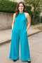 Double Take Full Size Tie Back Cutout Sleeveless Jumpsuit
