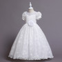 Children's catwalk evening dress girls lace flower princess Mesh Skirt middle and big children fluffy dress