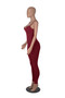 Women Solid Color V-Neck Sexy Sleeveless Jumpsuit