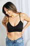 Zenana Full Size Textured Spaghetti Strap Bralette in Black