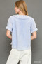 Umgee Peter Pan Collared Button Down Textured Shirt with Ruffled Detail