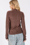 SAGE + FIG Glitter Mock Neck Lettuce Hem Long Sleeve Top