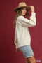 Umgee Textured Long Sleeve Sweater with Ribbed Trim