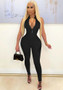 Women Solid Beaded Zip Jumpsuit