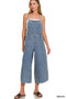 Zenana Denim Medium Washed Wide Leg Overalls