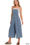 Zenana Denim Medium Washed Wide Leg Overalls