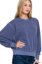 Zenana Soft Fleece Pigment Dye Round Neck Pullover