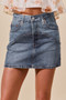 SO ME Washed Denim Mini Skirt with Pockets