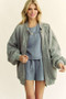 Davi & Dani Exposed Seam Zip Up Dropped Shoulder Jacket