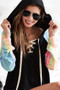 BiBi French Terry Lace Up Hoodie With Tie Dye Sleeves