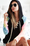 BiBi French Terry Lace Up Hoodie With Tie Dye Sleeves