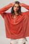 BiBi French Terry Knit Side Block Buttoned Henley Top