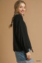 Umgee Full Size Linen Long Sleeve Top with Drawstring Plus Size