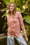 BiBi Mir Solid Raw Edge Neckline Thumb Opening Top