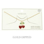 Gold Plated Enamel Cherry Pendant Necklace