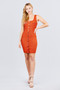Sleeveless Deep Square Neck Button Down Detail Mini Woven Dress.