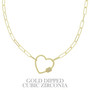 Gold Plated Heart Cutout Pendant Necklace