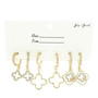 3 Pair Quatrefoil Huggie Earring Set