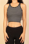 Ribbed Striped Racerback Crop Tank Top