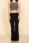 Ribbed Striped Racerback Crop Tank Top