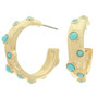Bezel Set Cabochon C Hoop Earrings​