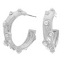 Bezel Set Cabochon C Hoop Earrings​