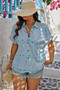 Plus Size Hearts Print Button Down Loose Blouse