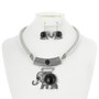 Elephant Turquoise Bib Necklace Earring Set