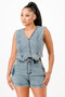 Classic Denim Vest And Short Pants Set