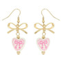 Ceramic Heart Charm Bow Earrings