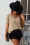 Knit Loose Fit V Neck Solid Drop Shoulder Top