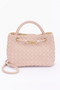 Faux Leather Braided Top Handle Bag 