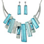 Geometric Fringe Gemstone Metal Bib Necklace Set