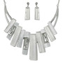 Geometric Fringe Gemstone Metal Bib Necklace Set