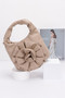 Faux Leather Big Flower Handle Bag