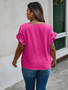 Plus Size Round Neck Ruffle Solid Loose Shirt​