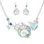Sea Life Dolphin Rhinestone Metal Bib Necklace Set