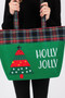 Holly Jolly Letter Christmastree Christmas Totebag