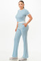 Ribbed Contrast Binding Top And Pants Set​​​​