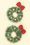 Christmas Wreath Post Dangle Earrings​